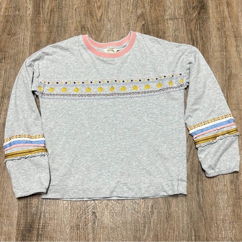 Matilda Jane Gray Pullover Top with Pink Trim
